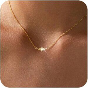 ⚡Gold White Birthstone Necklace for Women Diamond Pendant Charm Link Chain